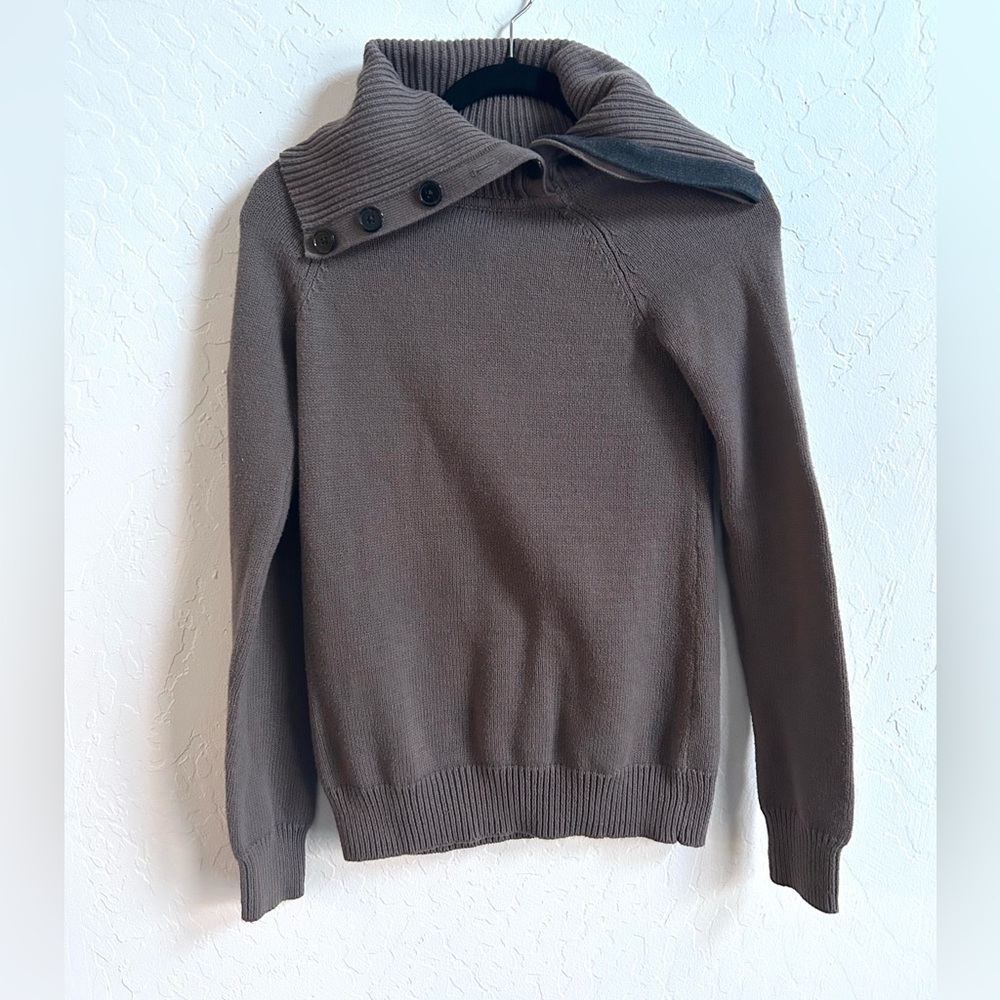 GAP Brown Button-Trim Cowl Neck Sweater